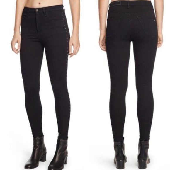 Rag & Bone Studded Jeans Black - Picture 1 of 3
